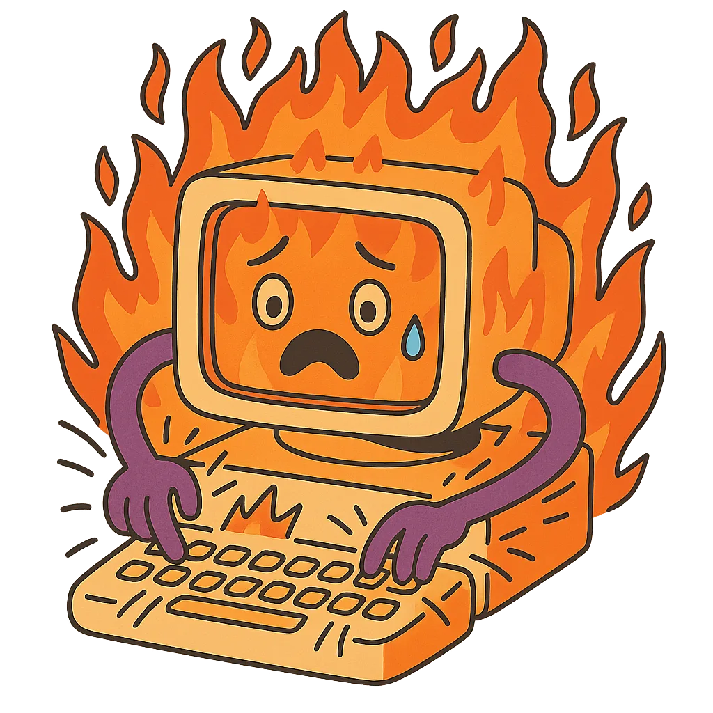 Computer in fiamme